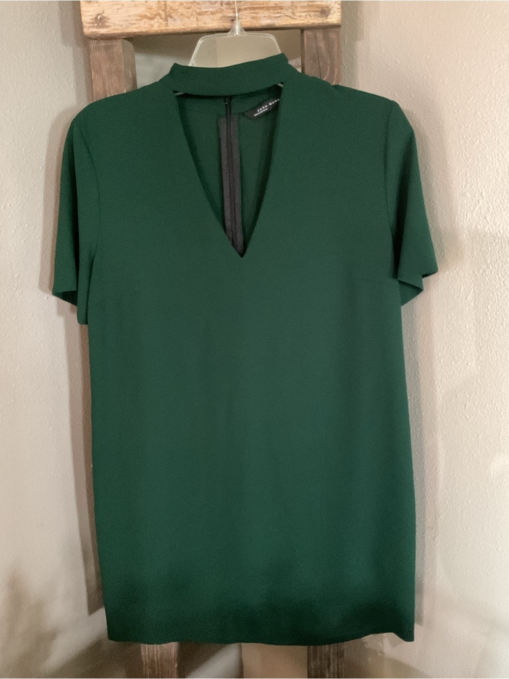 Zara Woman Deep Emerald Dress with Back Zip size medium
